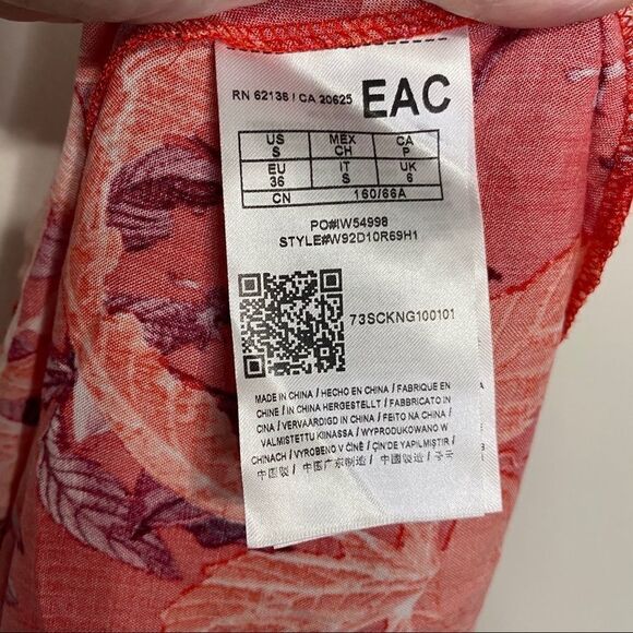 Guess Red Orange Floral Rona Smocked Skirt - Picture 6 of 7